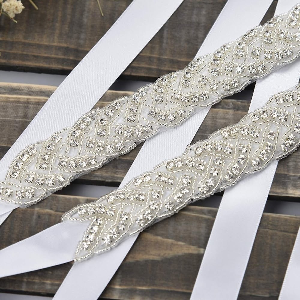 Classy Silver Rhinestone Sash - image 4